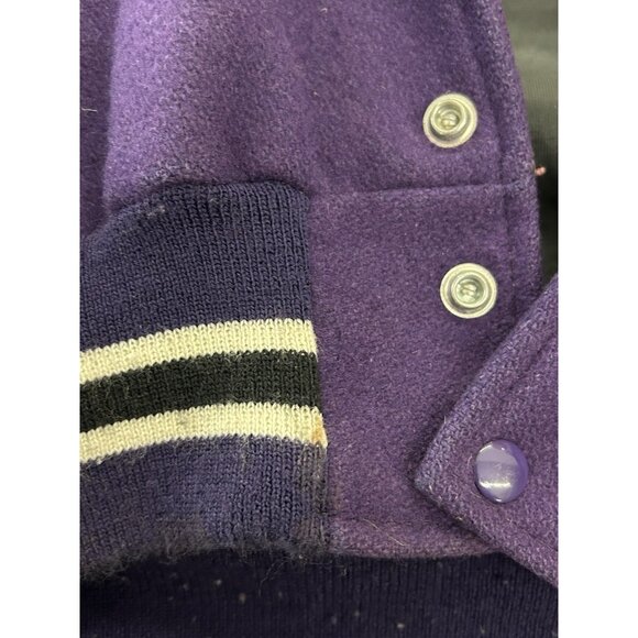 VTG Anaheim Mighty Ducks DeLong 90s Mens LARGE Wool Jacket Snap Button Purple - Picture 13 of 16
